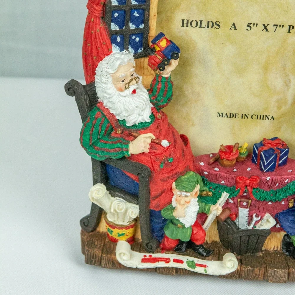 Grandeur Noel Santa Workshop Photo Frame 5x7 Christmas Holiday Decor Resin 2000